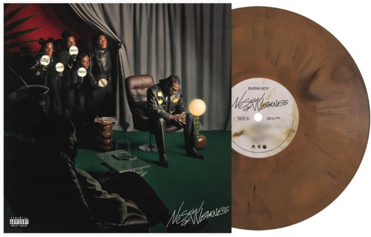 No Sign of Weakness LP by Burna Boy blending Afrobeats, pop, reggae, and hip-hop