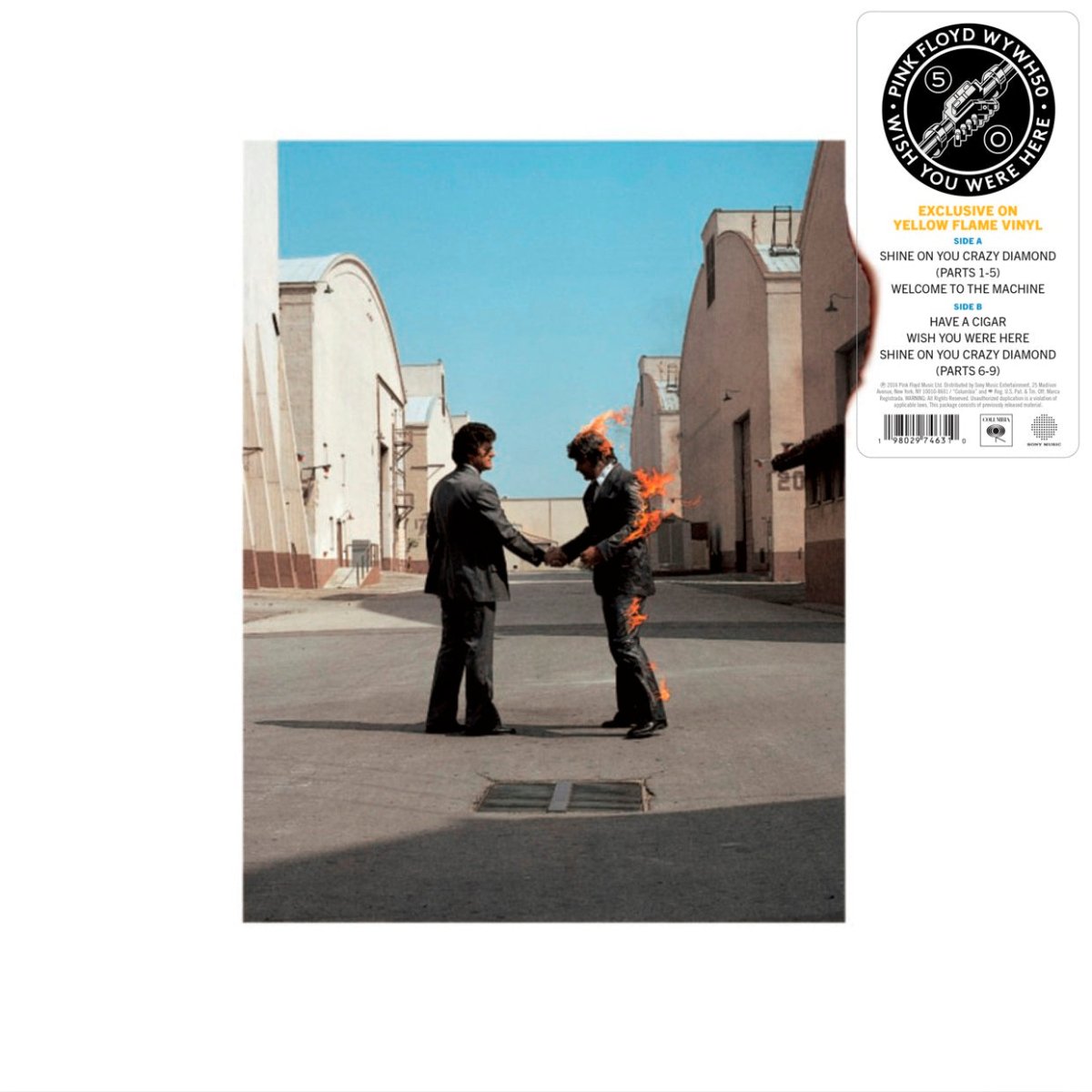 Pink Floyd Wish You Were Here 50th anniversary yellow flame vinyl edition LP
