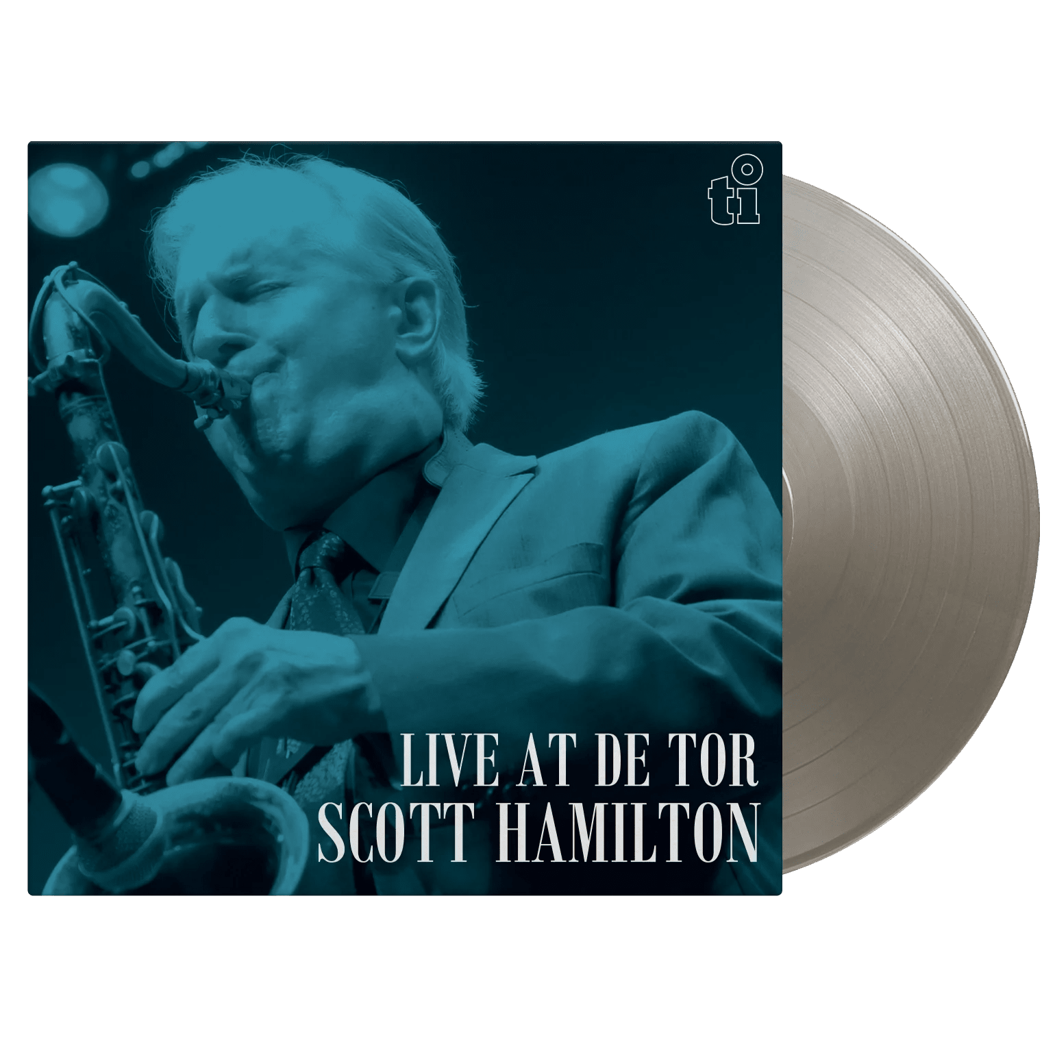 Close-up of Live at De Tor silver vinyl pressing with liner notes