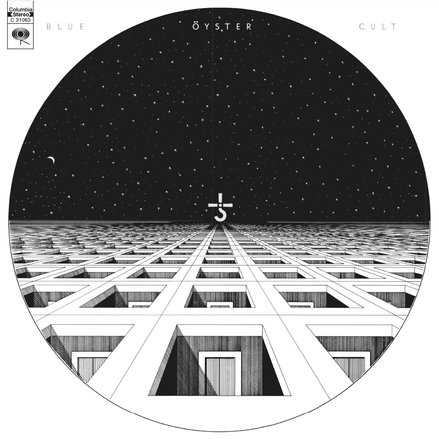 Blue Öyster Cult debut album cover with iconic artwork and psychedelic rock imagery