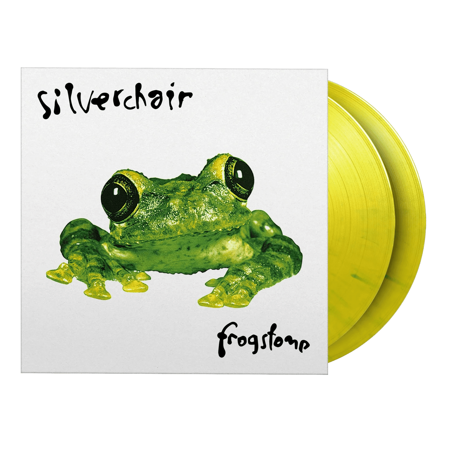 Silverchair Frogstomp yellow and green marbled vinyl LP limited to 7500 copies.