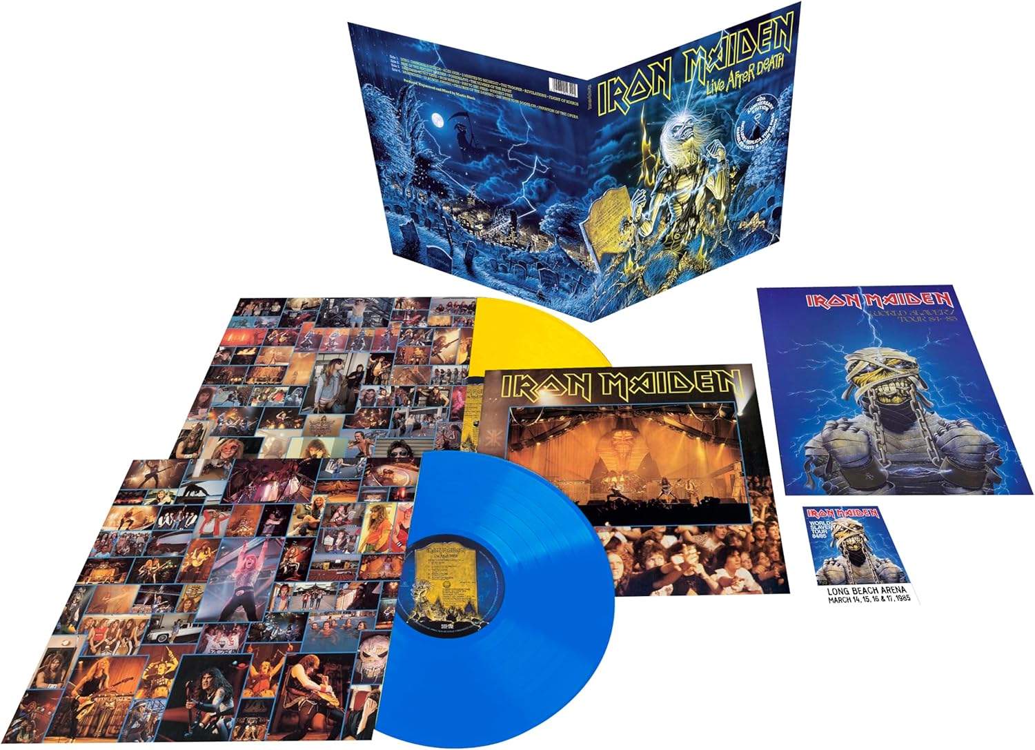 Iron Maiden Live After Death collectors 2LP vinyl with booklet and tour items.