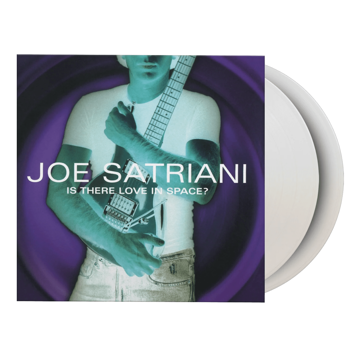 Limited white vinyl pressing of Joe Satriani’s album Is There Love in Space. 