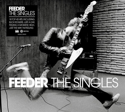 Close-up of Feeder The Singles album artwork against a clean background.