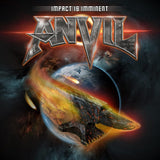 Anvil Impact Is Imminent red vinyl LP with front cover artwork and band logo.