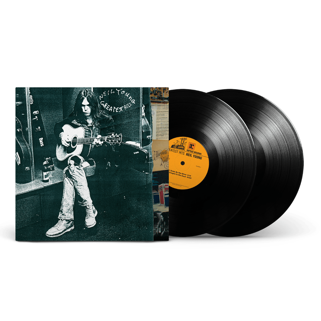 Official Neil Young Greatest Hits record sleeve featuring iconic cover art