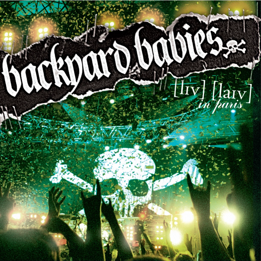 Backyard Babies Live Live In Paris LP black and green ink spot vinyl album cover art