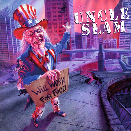 Uncle Slam Will Work For Food LP purple vinyl album cover thrash metal