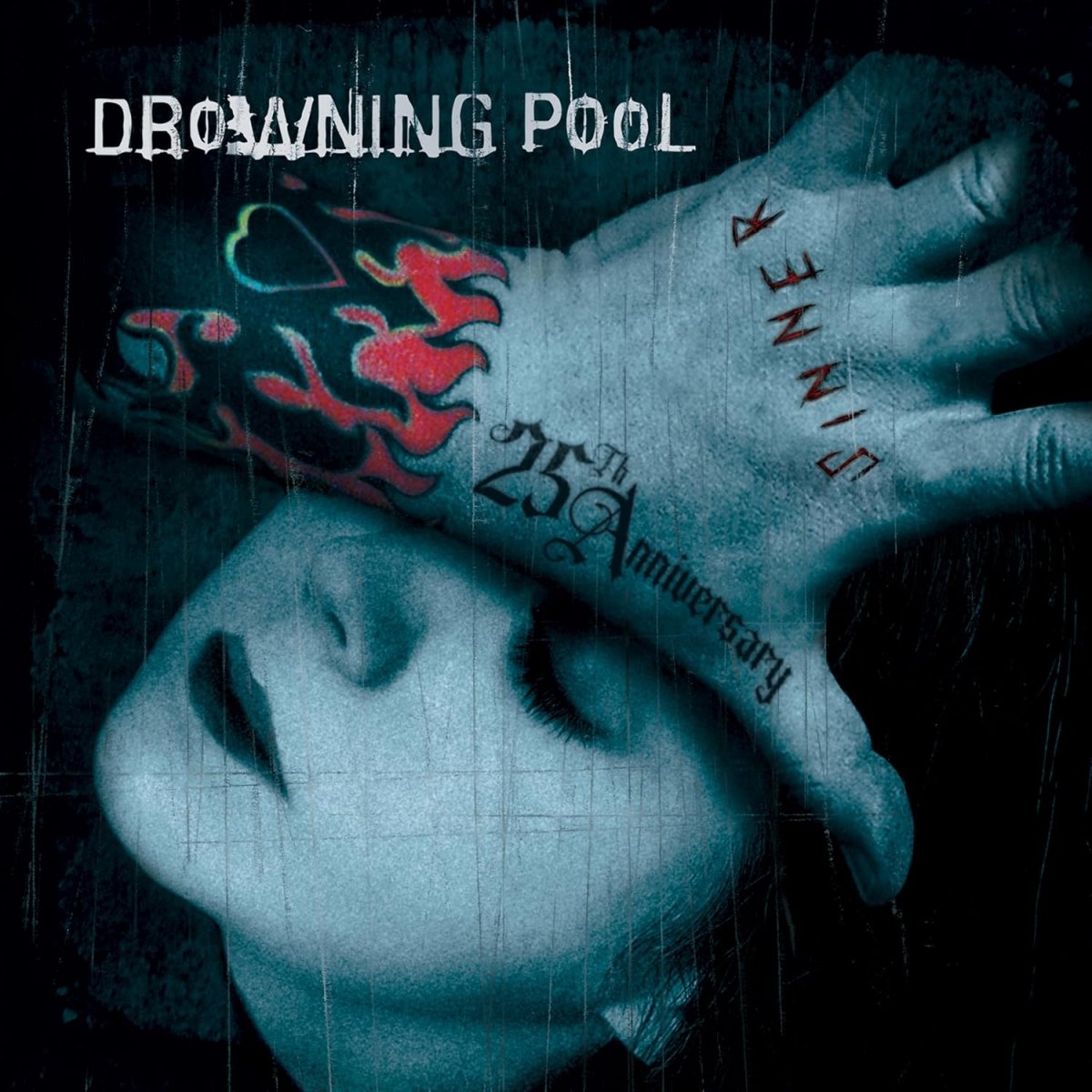Drowning Pool Sinner 25th Anniversary LP blue smoke vinyl album artwork