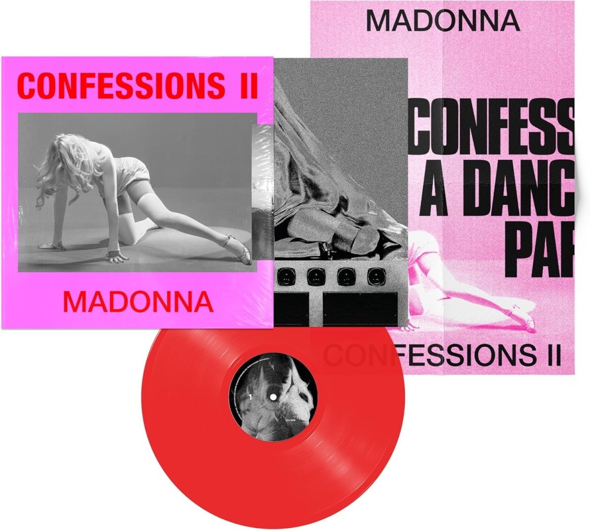 Madonna Confessions II LP red vinyl hot pink jacket inner sleeve poster
