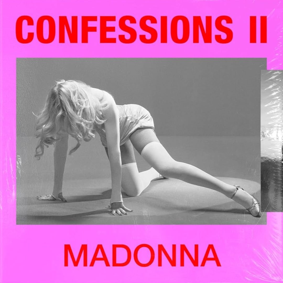 Madonna Confessions II red vinyl LP with pink sleeve and poster artwork