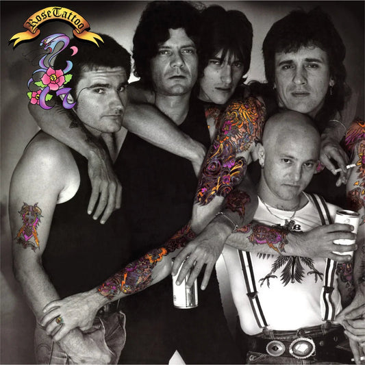 Rose Tattoo Assault & Battery white black swirl vinyl LP artwork