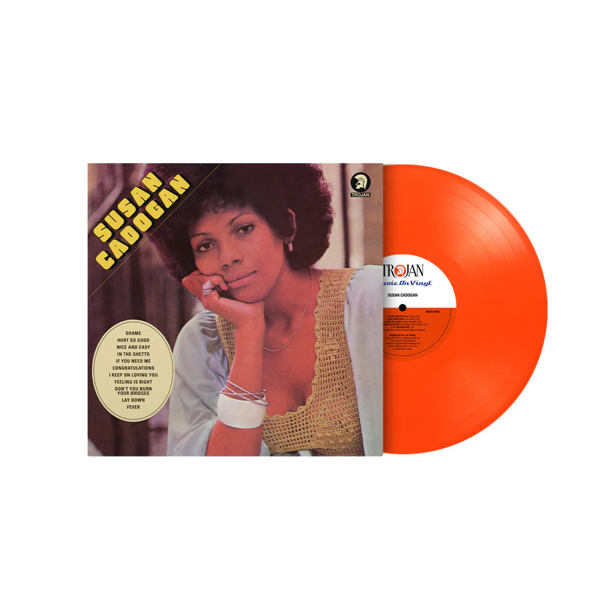 Susan Cadogan orange vinyl LP featuring classic reggae and lovers rock.
