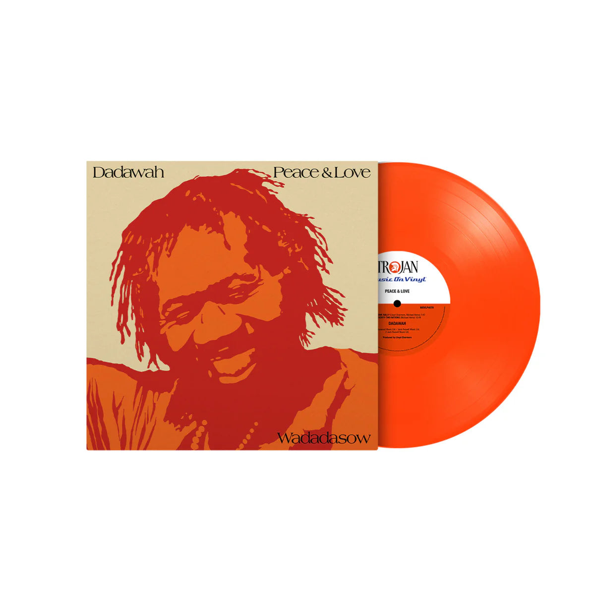 Orange vinyl edition of Peace & Love by Dadawah featuring deep roots reggae sound.
