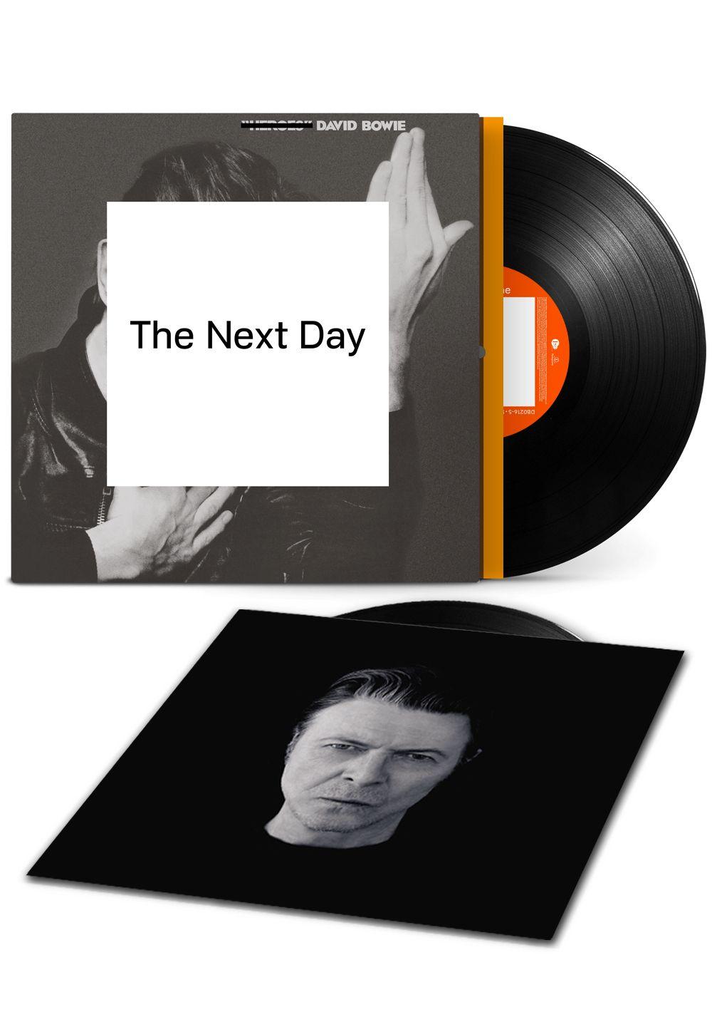 The Next Day 2LP by David Bowie featuring powerful guitar driven rock songs.
