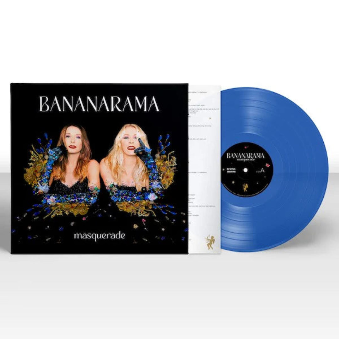 Front cover artwork of Bananarama Masquerade LP jacket featuring the stylish blue glove graphic variant design.