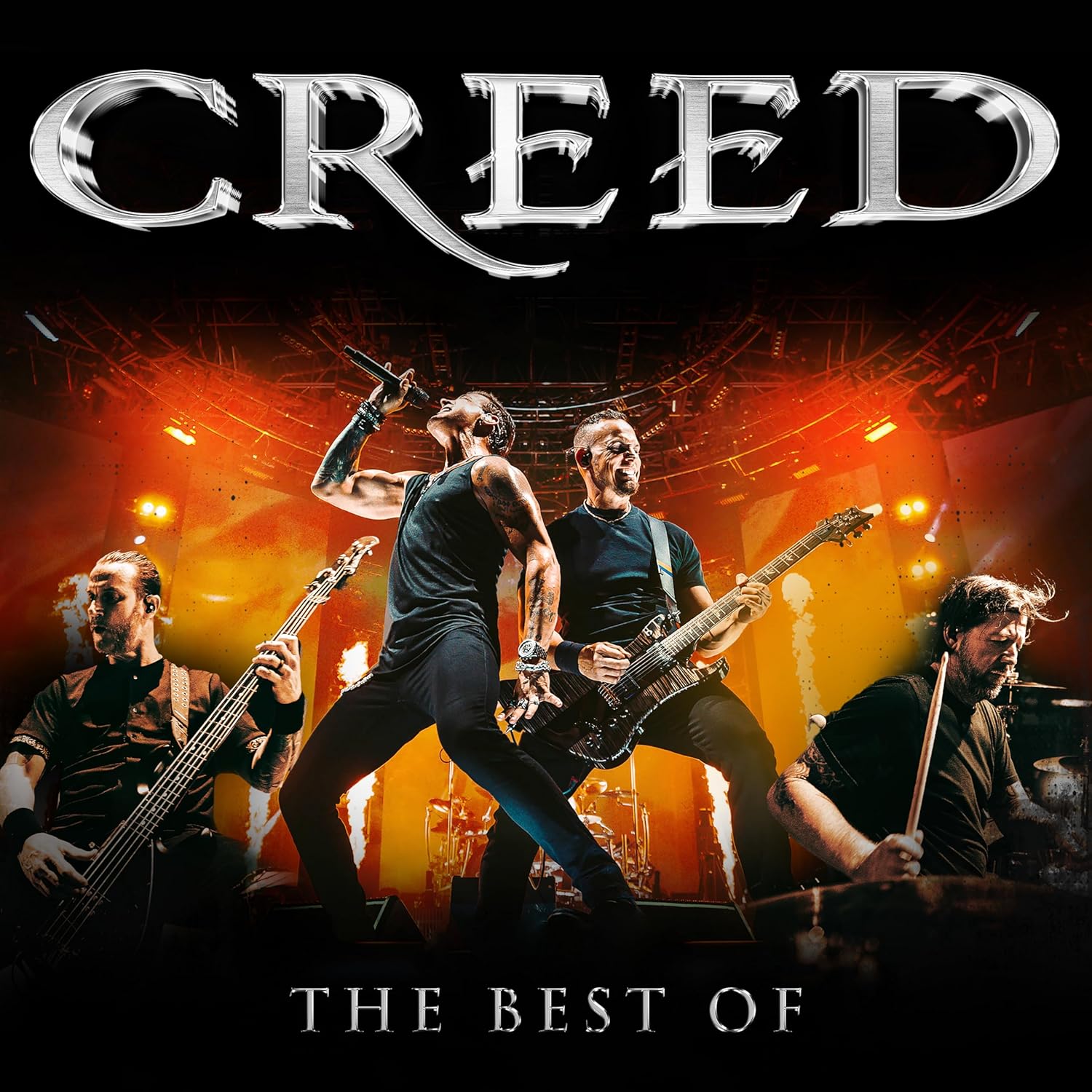 Front cover artwork of The Best of Creed LP sleeve featuring clean minimalist text on a textured dark background.