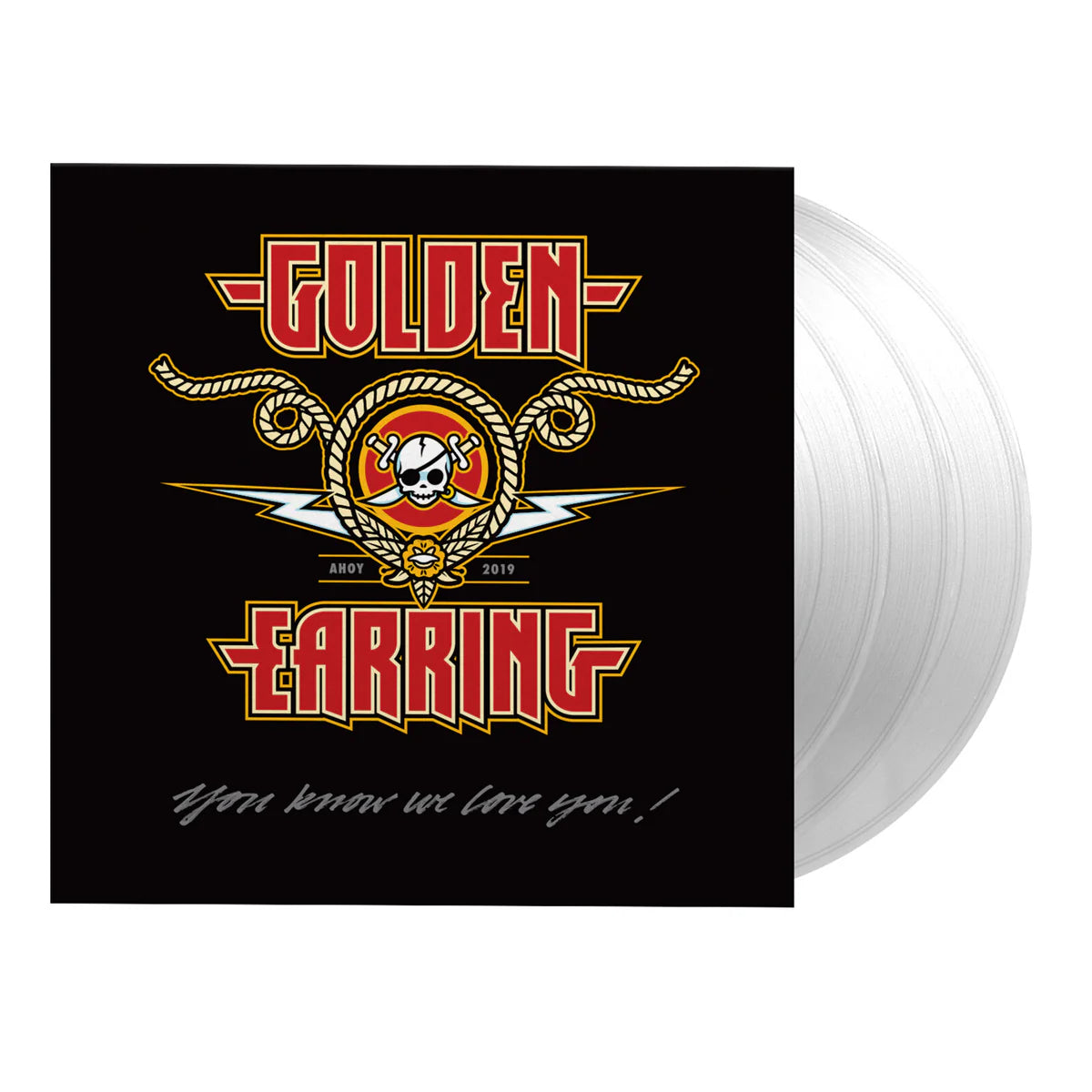 Golden Earring You Know We Love You record collection featuring clear vinyl.