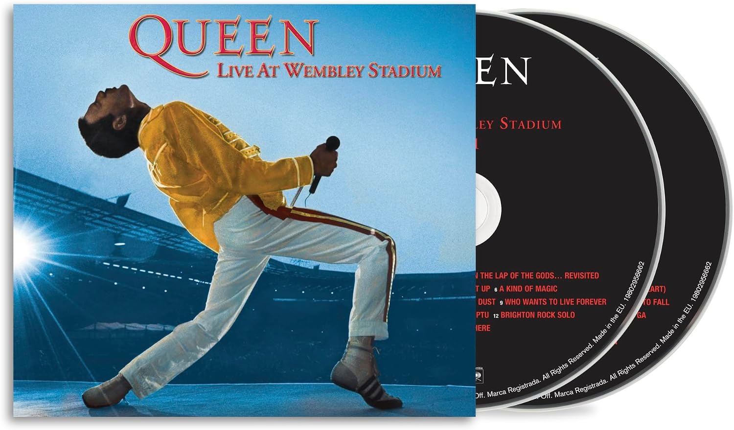 2 CD edition of Queen Live At Wembley 86 featuring collectible cover art.