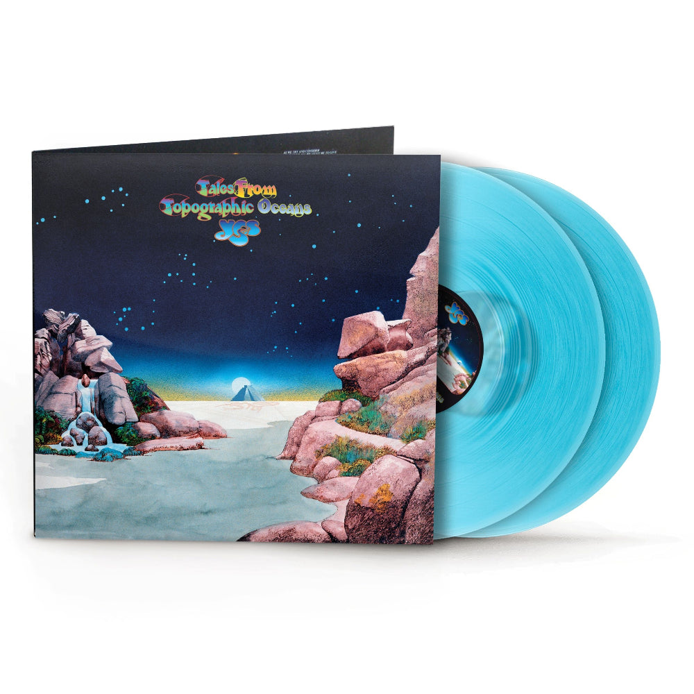 Yes Tales From Topographic Oceans album pressed across two Curacao Blue Vinyl LPs.