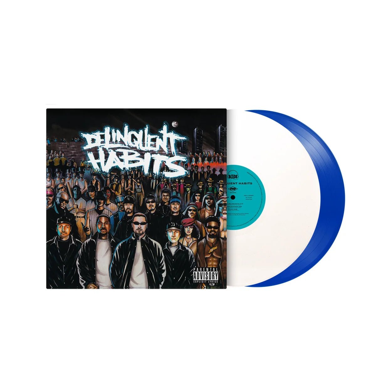 Delinquent Habits 2LP Blue and White Vinyl featuring Tres Delinquentes.