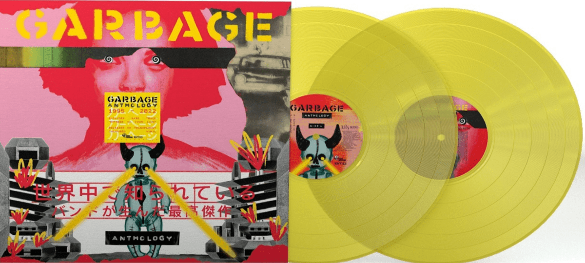 Double LP collection of Garbage songs from 1993 to 2021 on yellow vinyl.