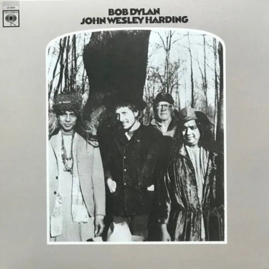 Bob Dylan John Wesley Harding LP cover featuring minimalist 1960s folk artwork and portrait