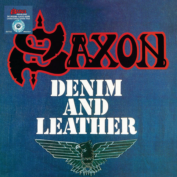 Saxon - Denim And Leather (BMGCAT161LP) LP Blue White & Grey Splattered Vinyl