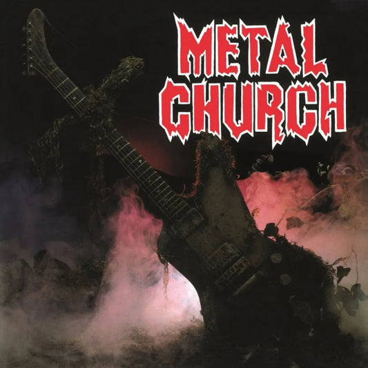 Shadowy cruciform guitar artwork on Metal Church’s classic metal debut