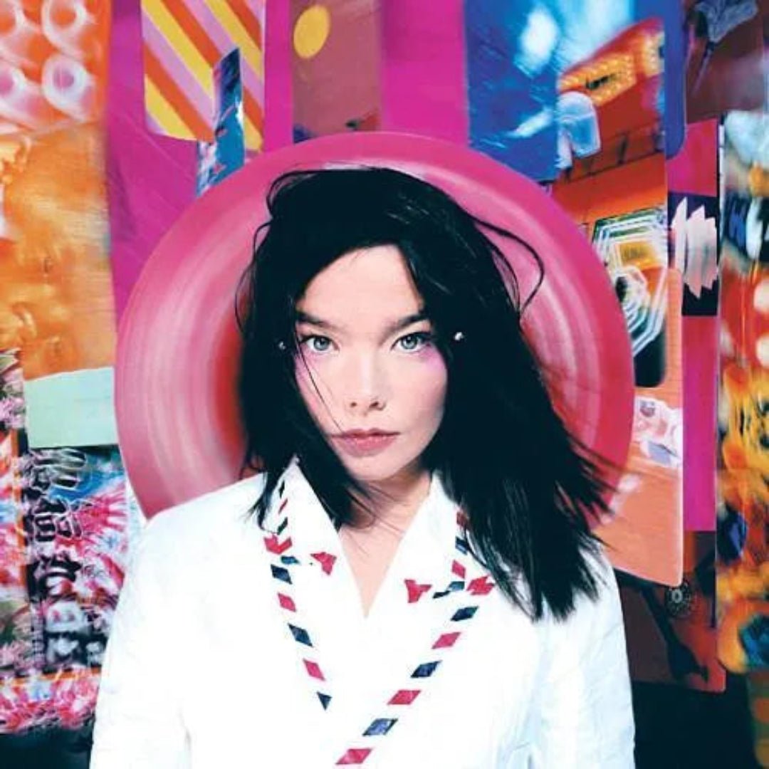 Bjork Post LP vinyl album cover featuring colourful portrait artwork