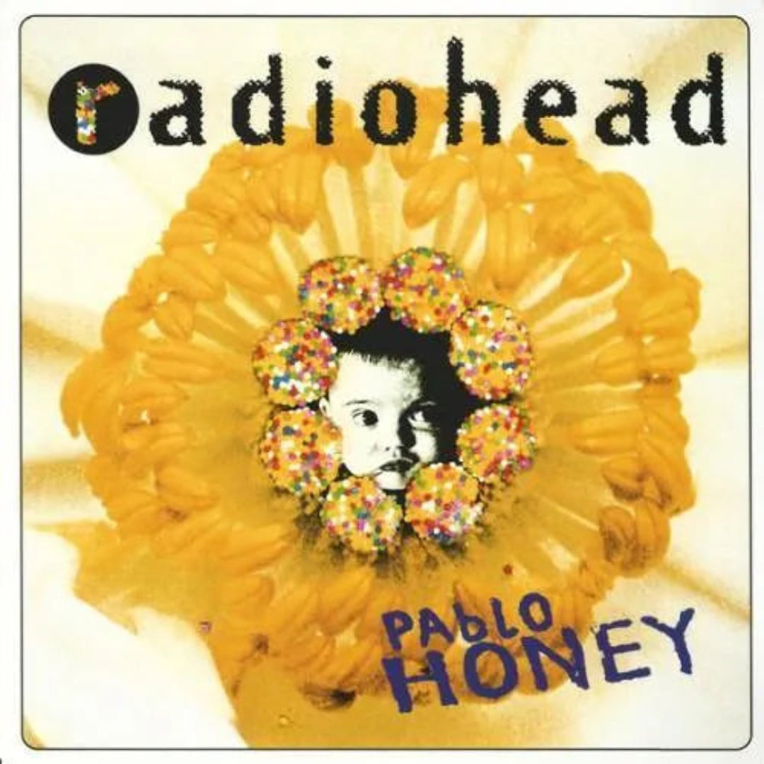 Radiohead – Pablo Honey vinyl album with yellow daisy face cover design