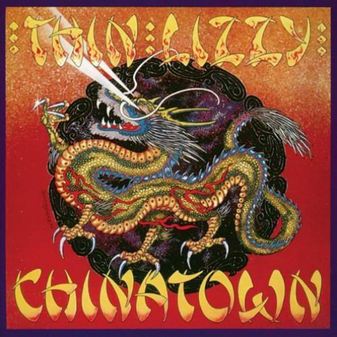 Chinatown vinyl LP by Thin Lizzy showcasing iconic Phil Lynott era artwork