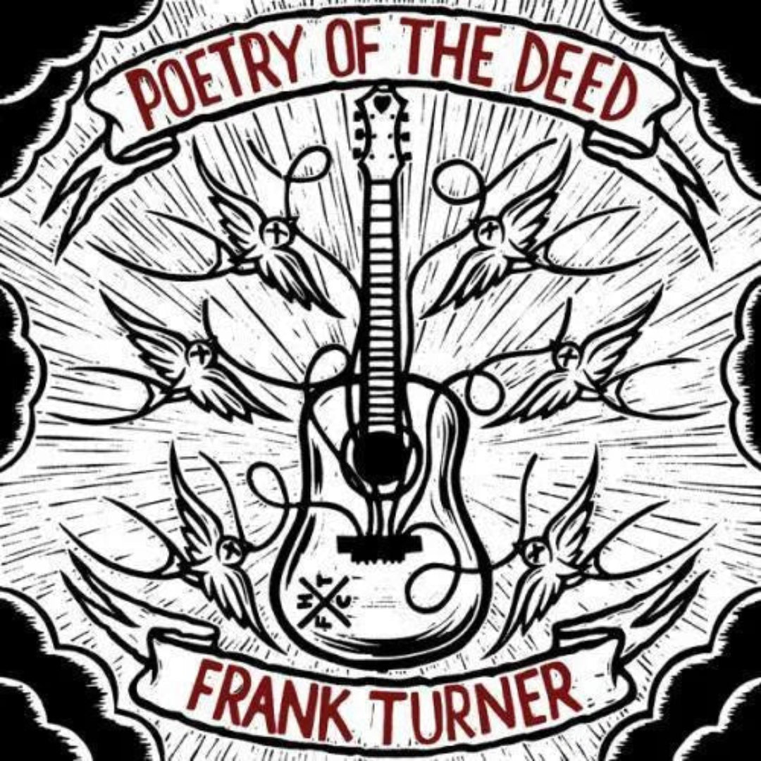 Frank Turner Poetry Of The Deed LP front cover with yellow & black galaxy vinyl.