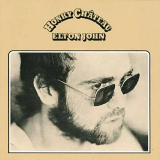 Front cover of Elton John’s 1972 album Honky Château on vinyl LP, featuring Rocket Man.