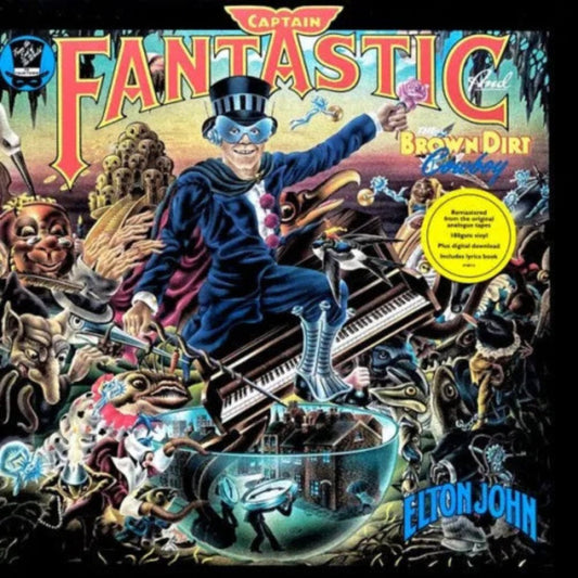 Front cover artwork for Elton John’s autobiographical 1975 album on vinyl
