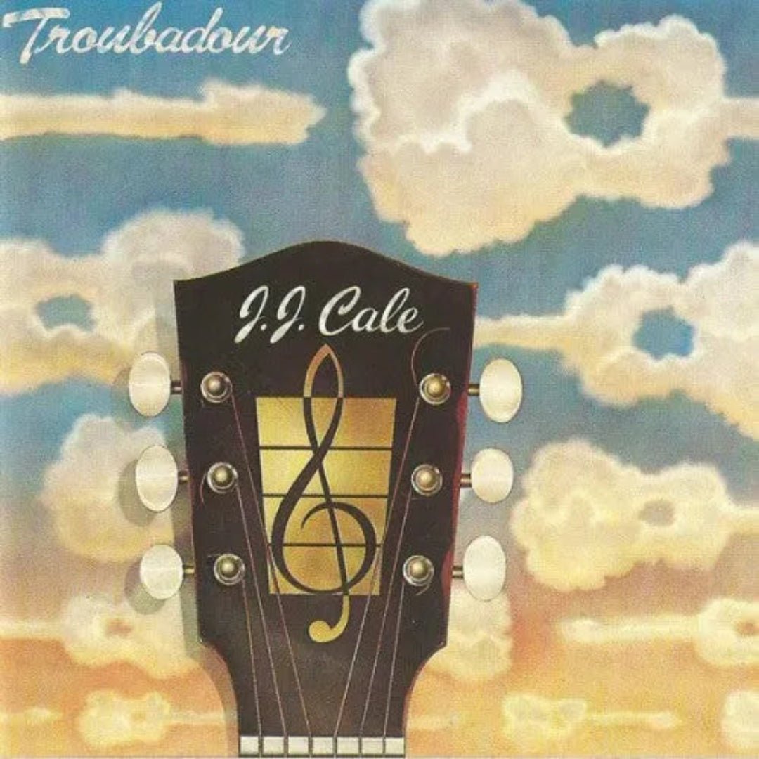 Front cover of J.J. Cale’s Troubadour CD, iconic musician, vintage music artwork