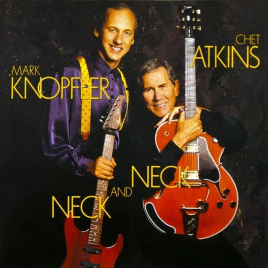 Chet Atkins and Mark Knopfler Neck And Neck LP with classic 1990 artwork.