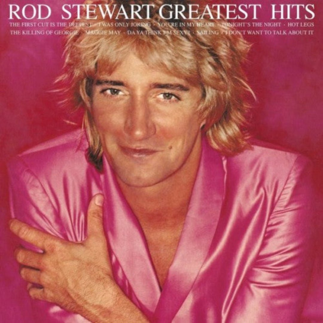 Rod Stewart Greatest Hits vinyl album featuring classic tracks from the 1970s