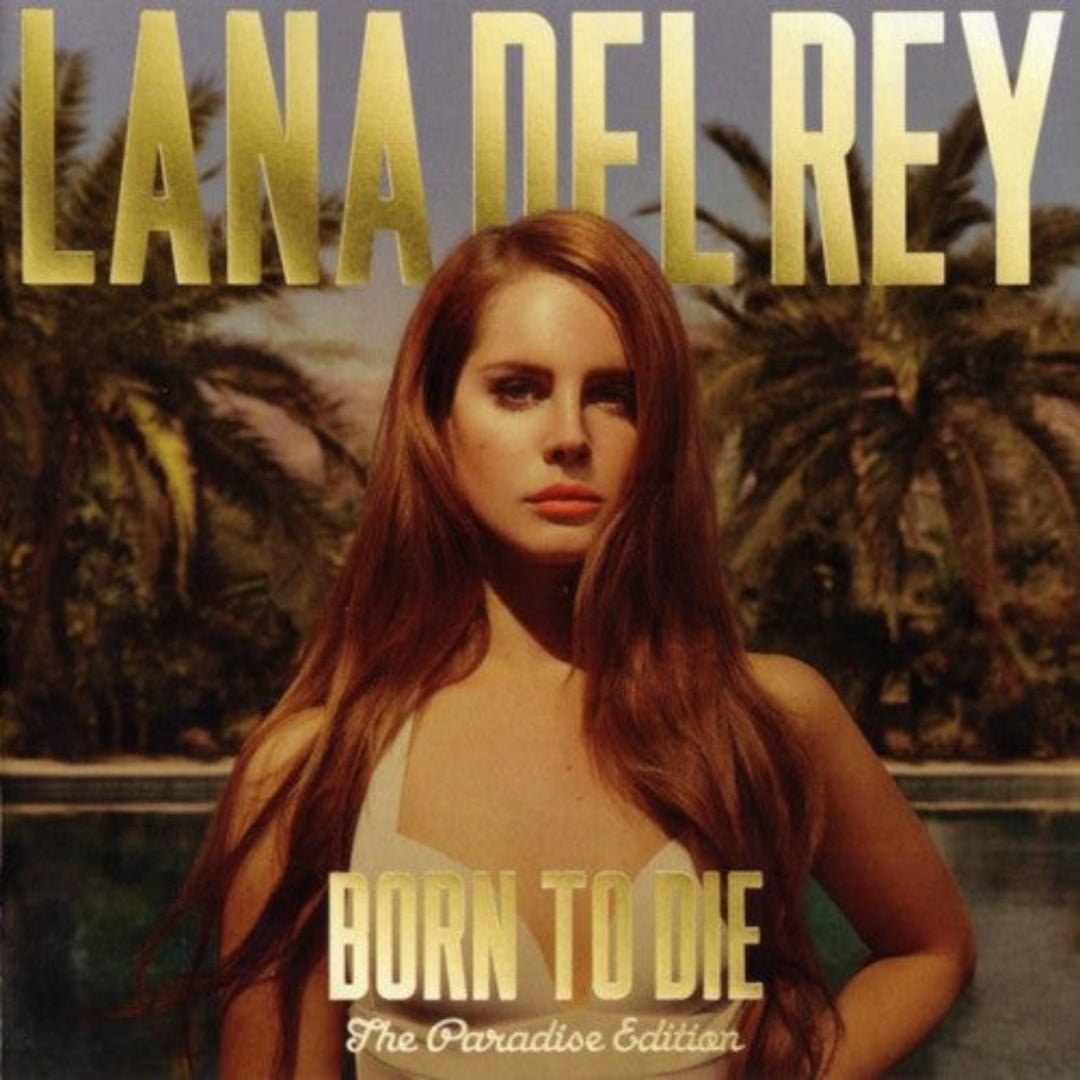 Black and white styled Lana Del Rey portrait artwork for the Born To Die Paradise Edition