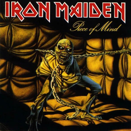 Iron Maiden Piece Of Mind LP vinyl featuring classic heavy metal album artwork
