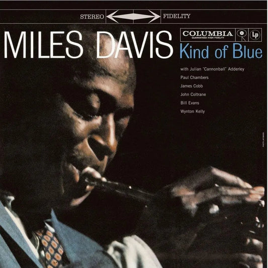 Miles Davis – Kind of Blue album on blue coloured vinyl, jazz masterpiece and classic.
