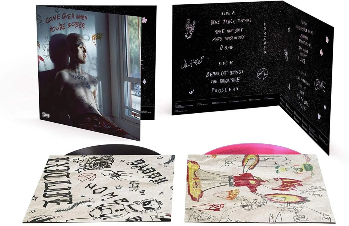 Collectible 2 LP set featuring Lil Peep’s iconic albums on colored pink & black vinyl.
