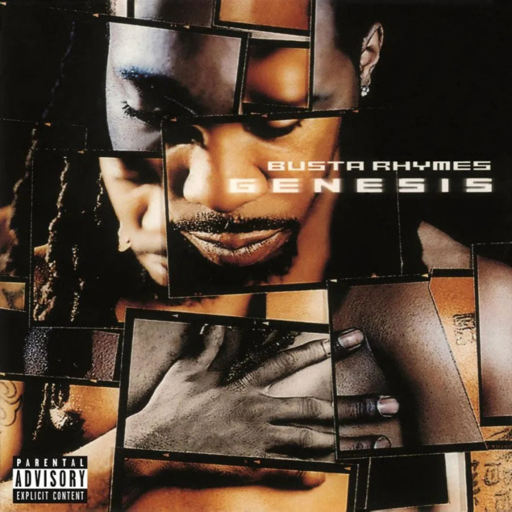 Busta Rhymes Genesis vinyl LP cover featuring bold typography and stylized portrait.

