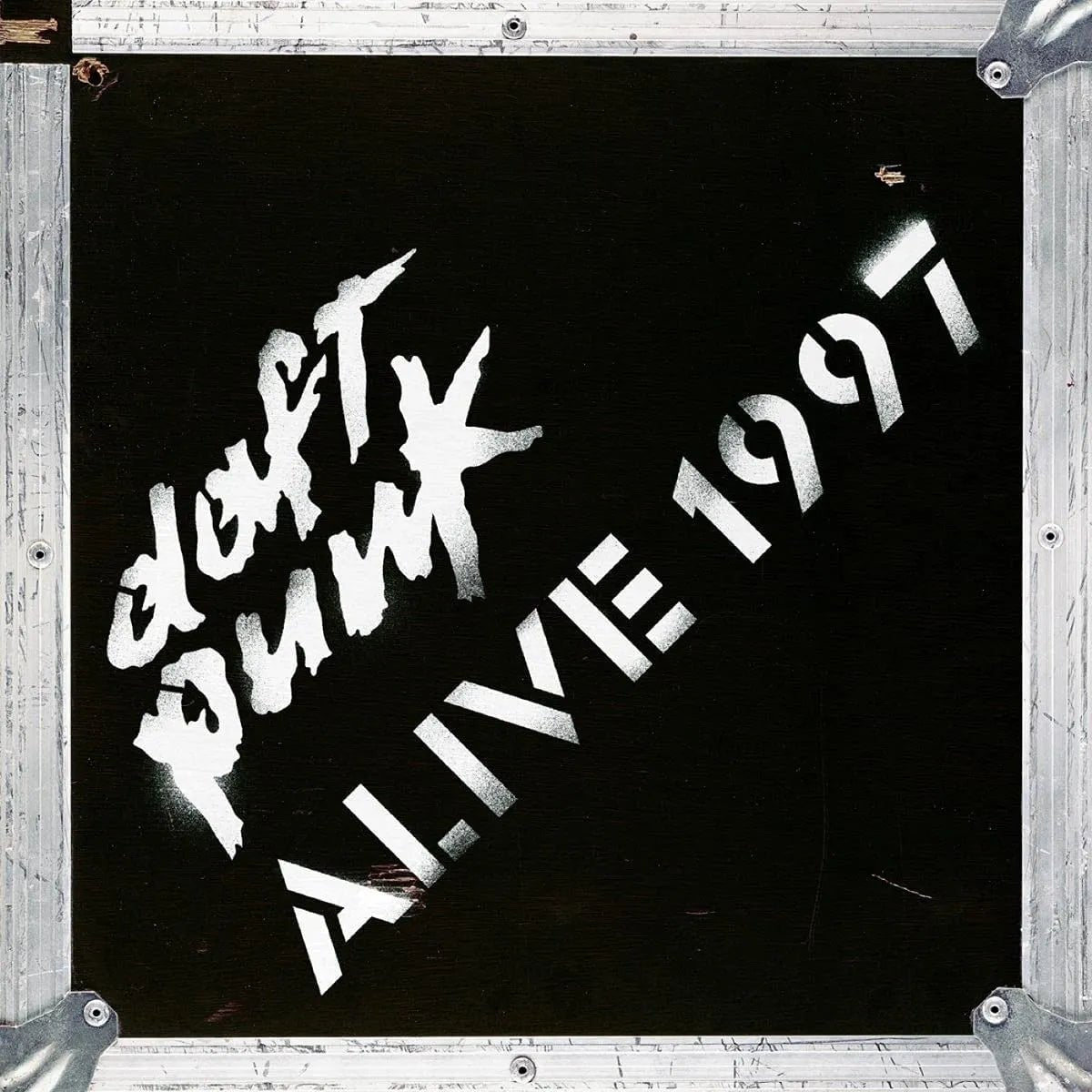 Daft Punk Alive 1997 vinyl LP front cover live electronic house art with bold logo.