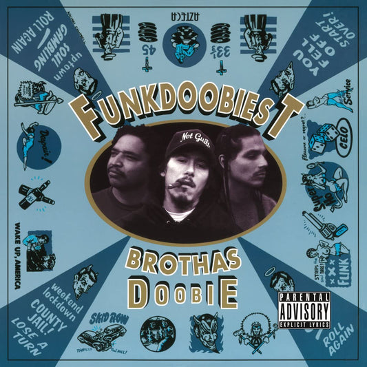 Funkdoobiest Brothas Doobie album cover artwork with bold 1990s West Coast rap design