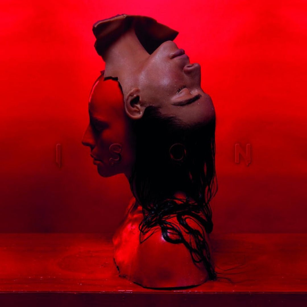 Sevdaliza Ison double vinyl with surreal monochrome portrait and minimalist layout.