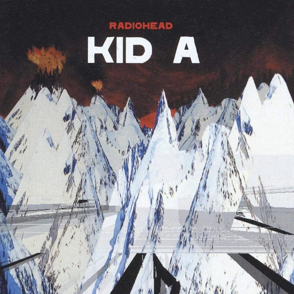 Radiohead – Kid A vinyl album with abstract mountain cover artwork