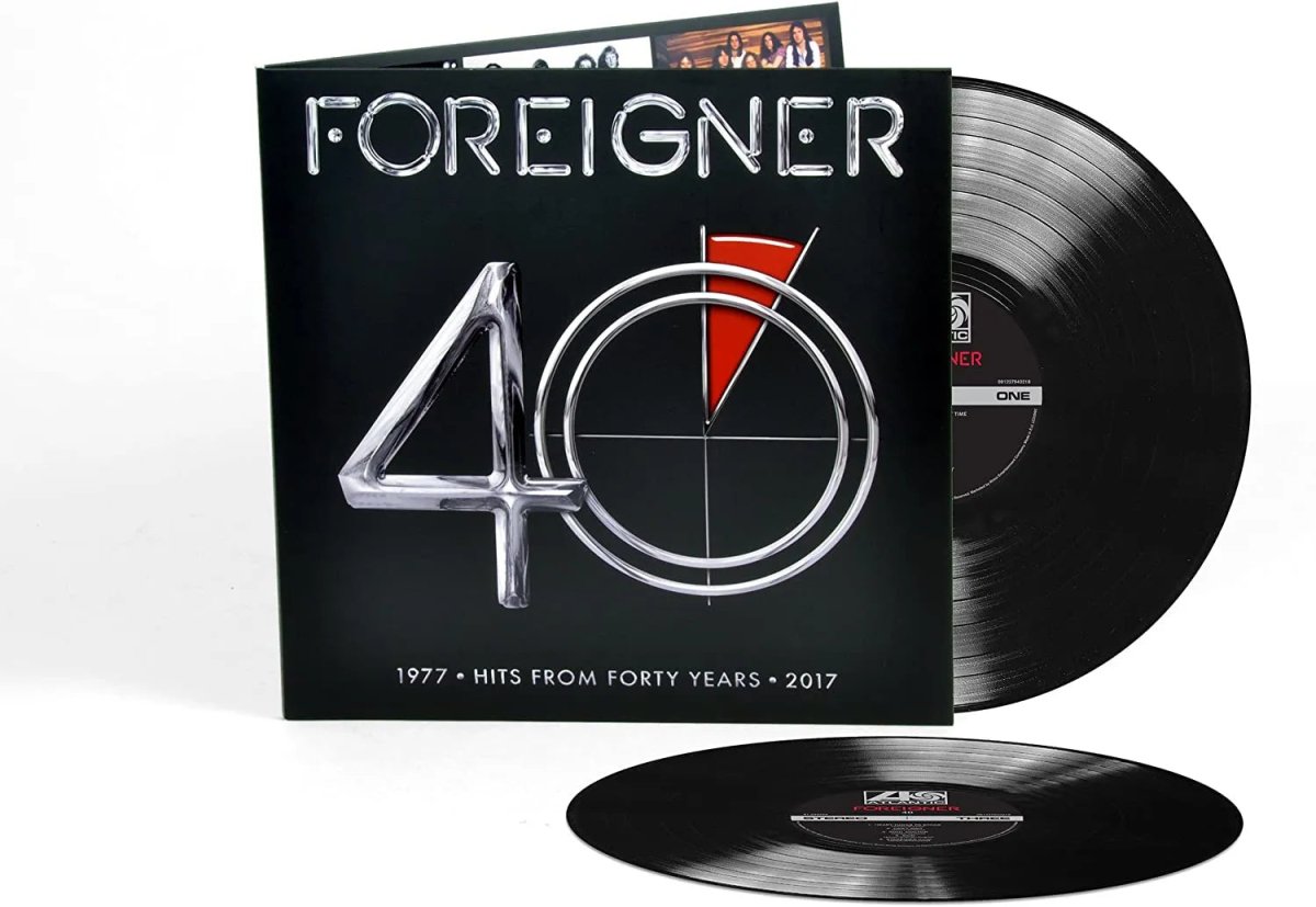 Foreigner 40 double vinyl classic rock compilation sleeve design