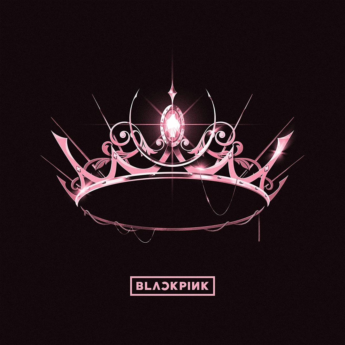 BLACKPINK THE ALBUM LP cover artwork showcasing the group’s iconic logo