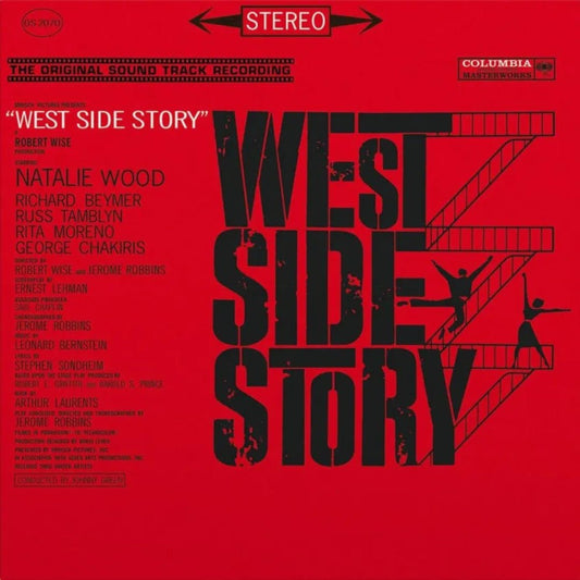 West Side Story 1961 soundtrack vinyl cover featuring classic film artwork.
